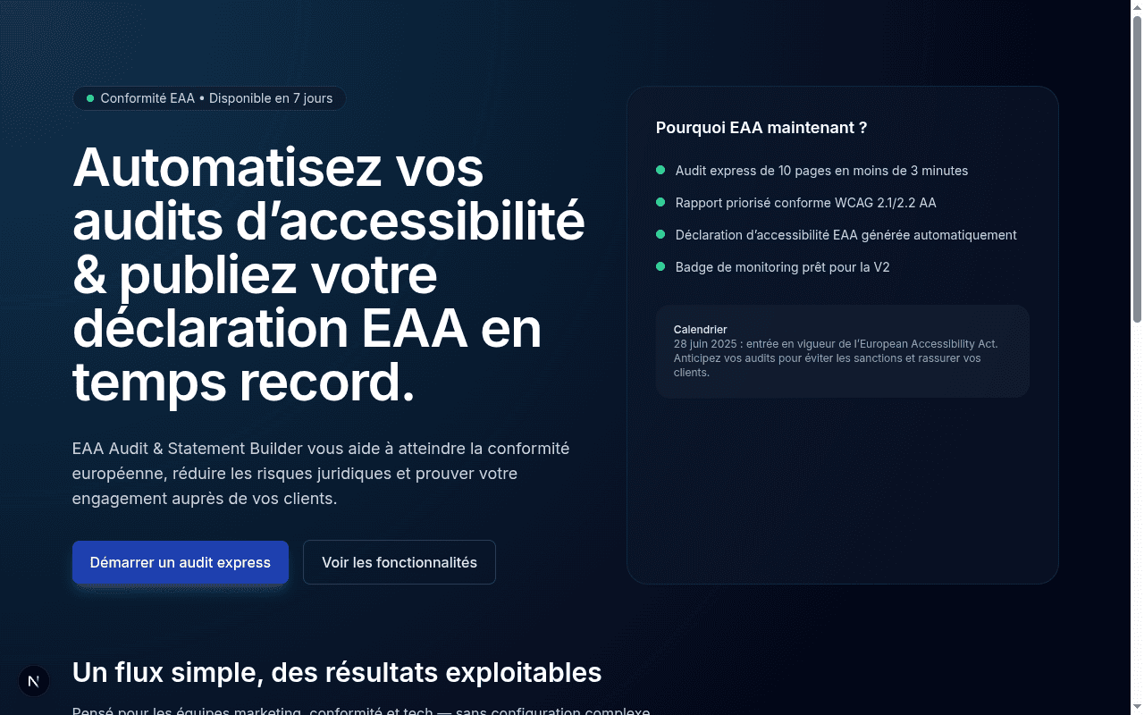 Capture d'écran de EAA Audit